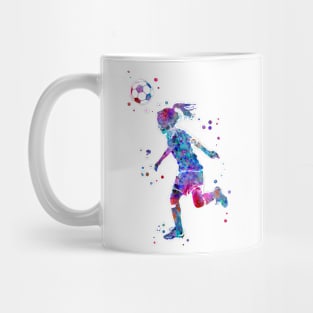 Soccer Player Little Girl Heading the Ball Mug